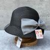 French Elegant Hepburn Style Bow Veil Curved Edge Bucket Hat Women'S Summer Straw Hat Sun Protection Face Visor