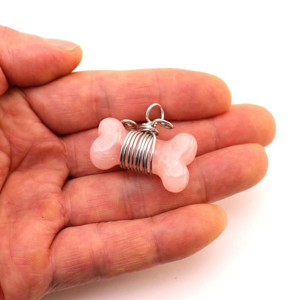 35mm Handmade Wrapped Wire Agate Amethyst Bone Necklace with Natural Crystal Stones (N729)