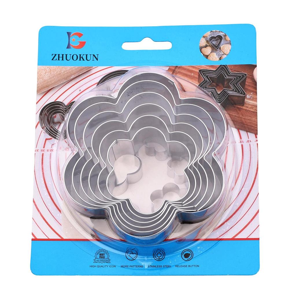 Stainless Steel Cookie & Fruit Cutter Set - Pentagram, Four-Pointed Star, Heart, Square, Rectangle Shapes