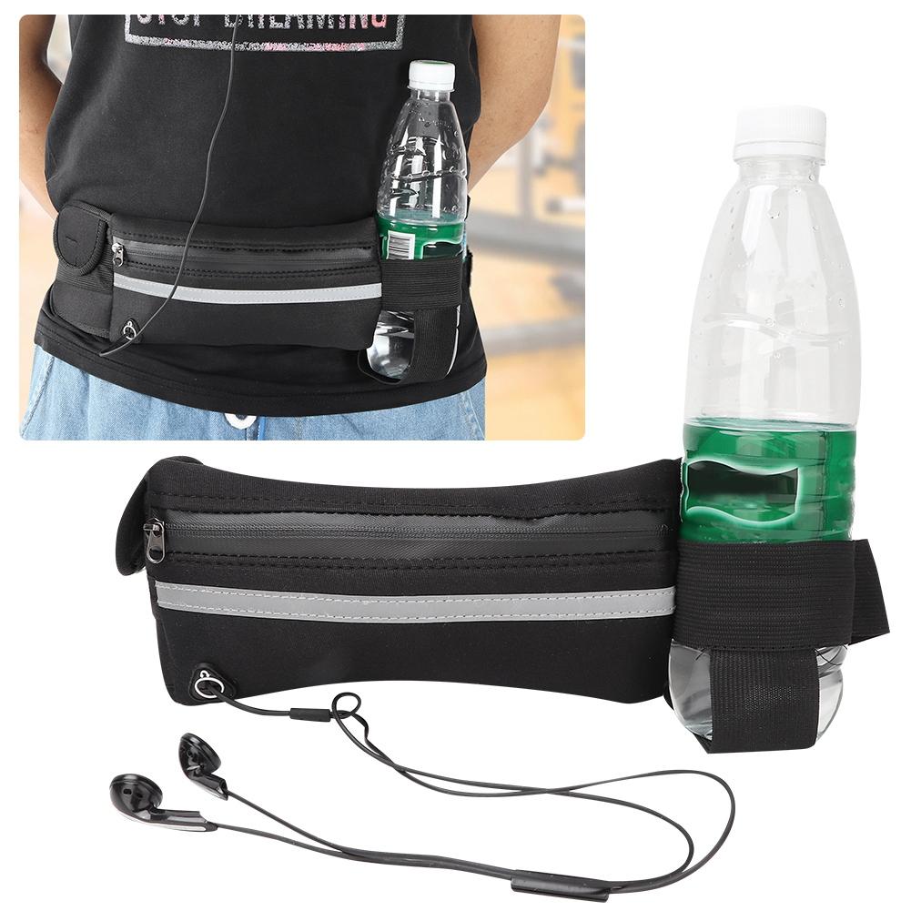 Multifunction Waist Bag Waterproof Outdoor Sports Running Waist Bag Belt   Pockets (black)