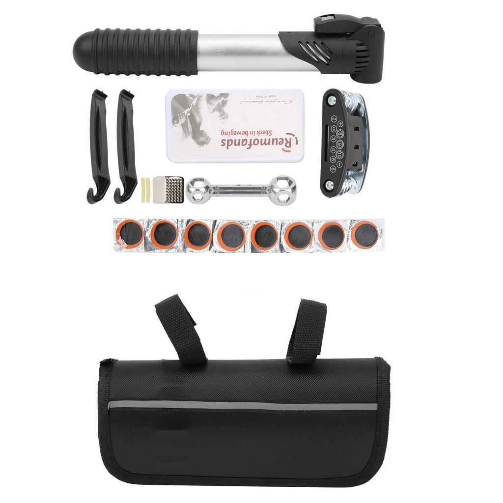 Bicycle Repair Bag Set Tire Fix Tool with Pimp Patches Wrench Storage Pack Repairing Tool