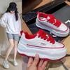 White Sneakers Women Flats Platform Sports Shoes Woman Comfort Lace-up Vulcanized Running Shoes Designer Sneaker Lady Footwear