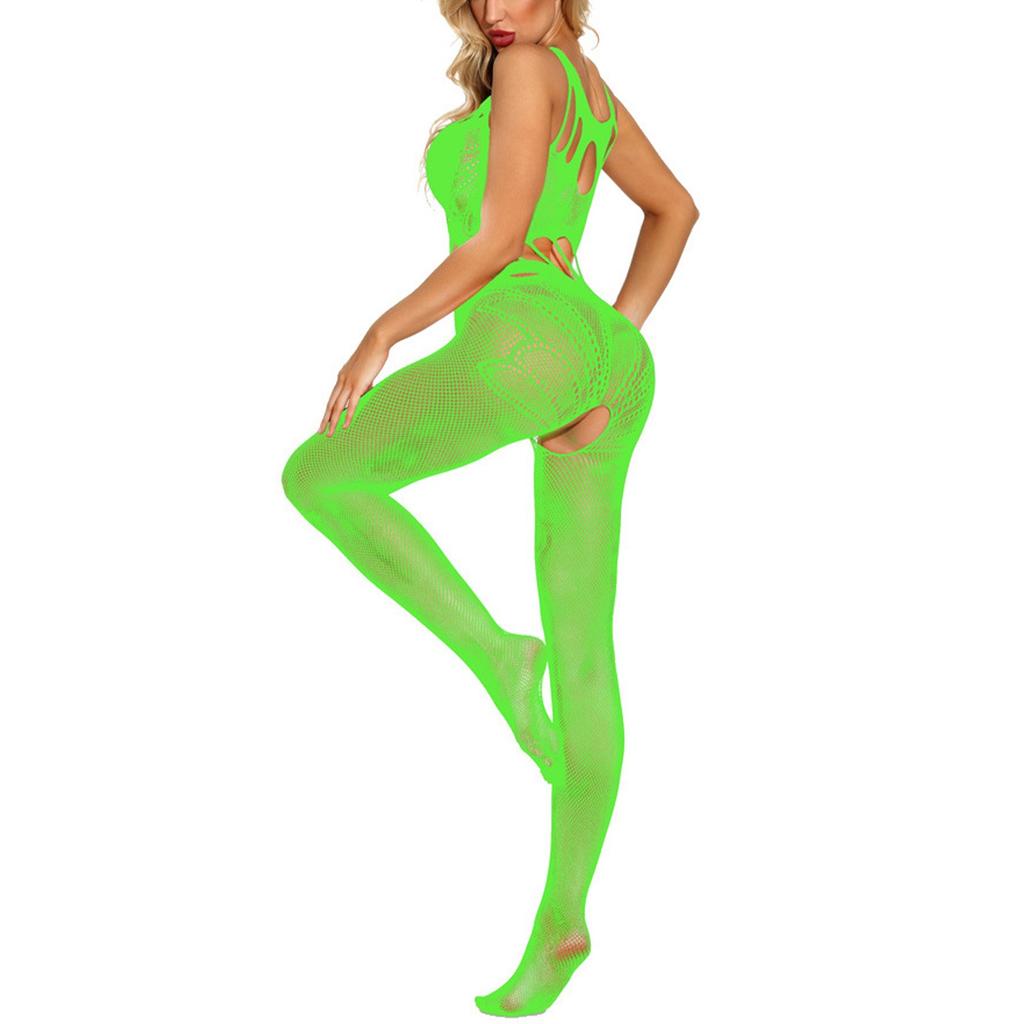 Women Lace Hollow Out Fishnet Bodystocking Full Body Mesh Lingerie One Piece Stretchy Fit Hosiery
