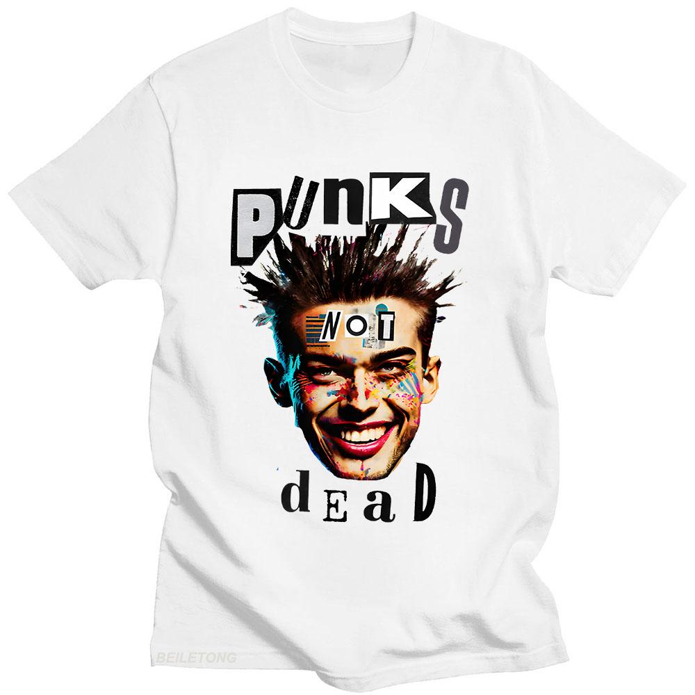 Funny Punks Not Dead T Shirt Funko Pop O-neck Hip Hop Tee-shirt Graphic Printing Punk Cotton Tshirt Ropa Hombre Fashion Clothing