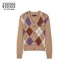 Teenie Weenie Women's Retro Argyle V-Neck Knit Cardigan