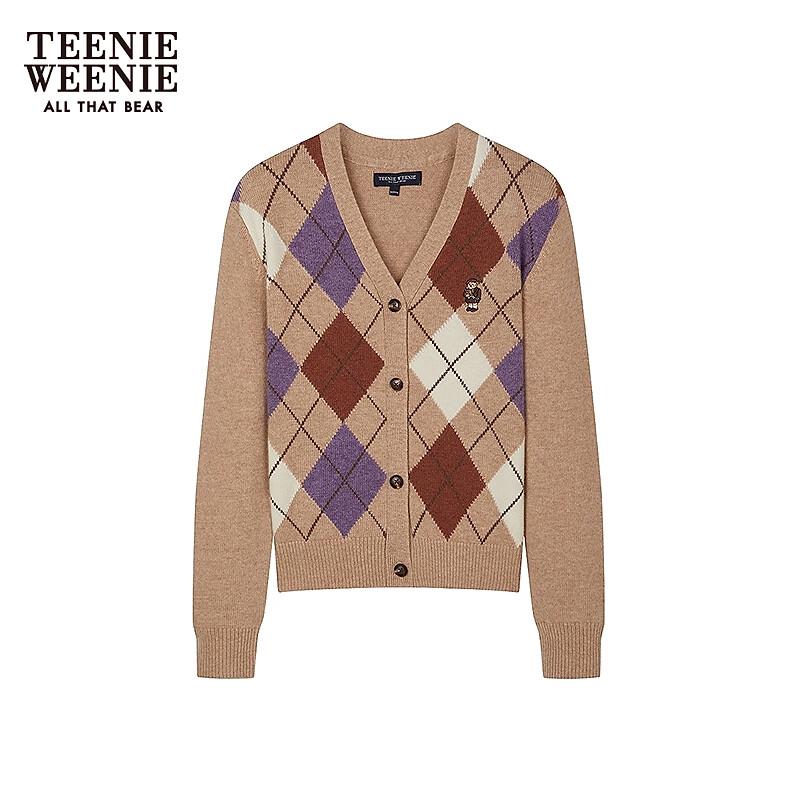 Teenie Weenie Women's Retro Argyle V-Neck Knit Cardigan