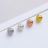 S925 Sterling Silver Hollow Copper Coin Round Spacer Beads for DIY Handmade Bracelets.