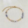 Gold Sodalite Star Beaded Bracelet – Natural Stone Paperclip Chain Jewelry, Boho Celestial Gift for Women
