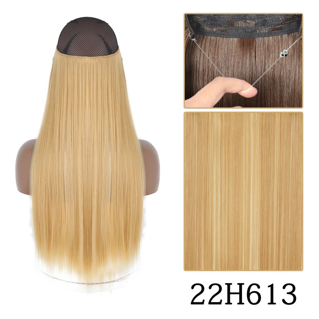 XINRAN Moda Damska Kolor Ombre Niewidoczny Długi Doczepiany Włos Syntetyczny Włókno Długie Falowane Ombre Cosplay Codzienne Noszenie Bez Klipsów Przedłużanie Włosów