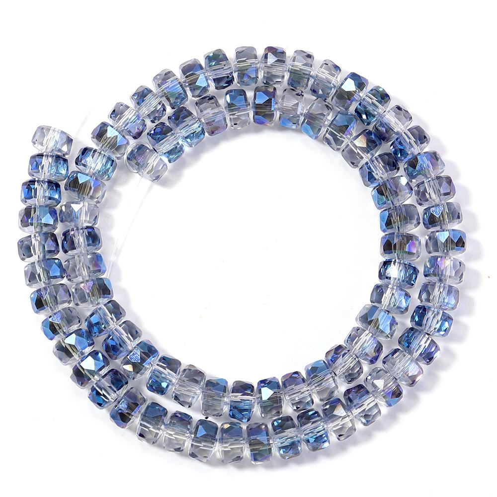 1 Strand 5x8mm Electroplated Glass Beads Transparent Colorful Wheel Shaped Loose Spaced Beads For DIY Bracelet Necklace Supplies
