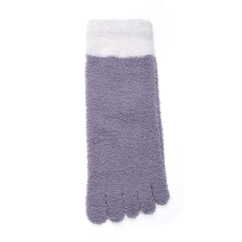 Women Winter Warm Coral Fleece Five Toe Towel Socks Non Slip Cozy Home Floor Sleep Wear Soft Comfortable Essential