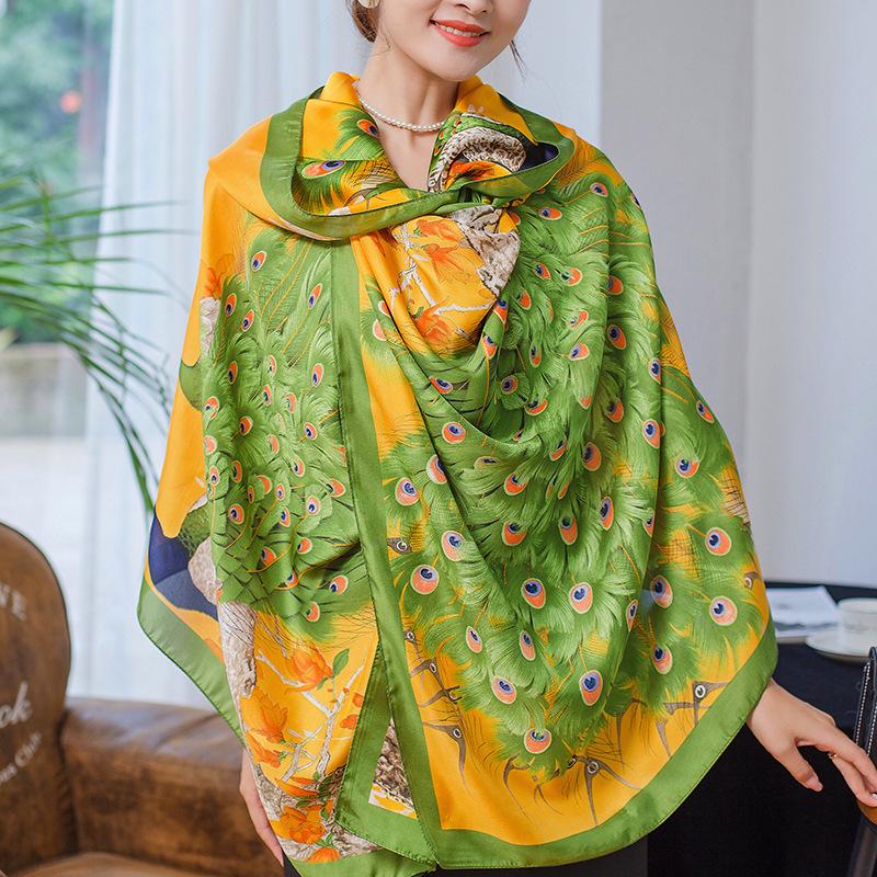Satin Hijab Women Silk Scarf Animal Print Shawls Lady Femme Mujer Bandana Scarve Sarong Beach Wrap Pareo Bufanda Stoles Foulard