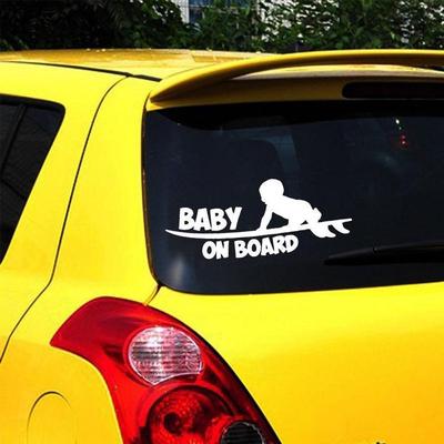 Bébé à Bord Autocollant Vinyle Drôle Planche de Surf Mignonne Surfeur voiture autocollant argenté réfléchissant