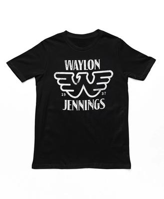 Waylon Jennings Καθιερωμένο Ανδρικό T-Shirt Κάντρι Ροκ Μουσική Κλασικό Συγκρότημα Μαύρο