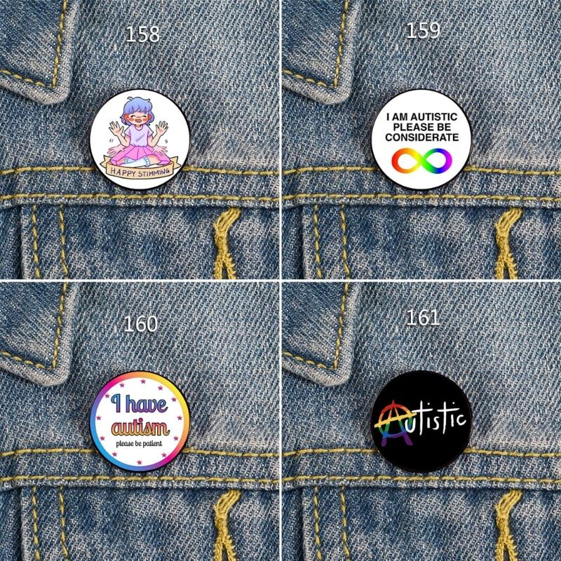 Actually Autistic Enamel Pin Brooch Autistic Symbol Round Metal Lapel Pin Badge for Clothes Backpack Bag Decoration