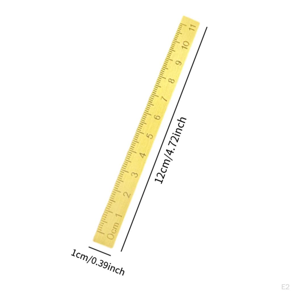 Brass Ruler Paperweight Bookmark Compact Calligraphy Practice Supplies Measuring for Drawing
