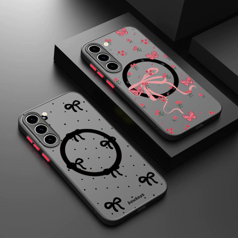 Colorful Bowknots Pattern Case For Samsung Galaxy S26 Ultra S25 S24 Plus S23 S22 S21 FE Magnetic For Magsafe Matte Cover