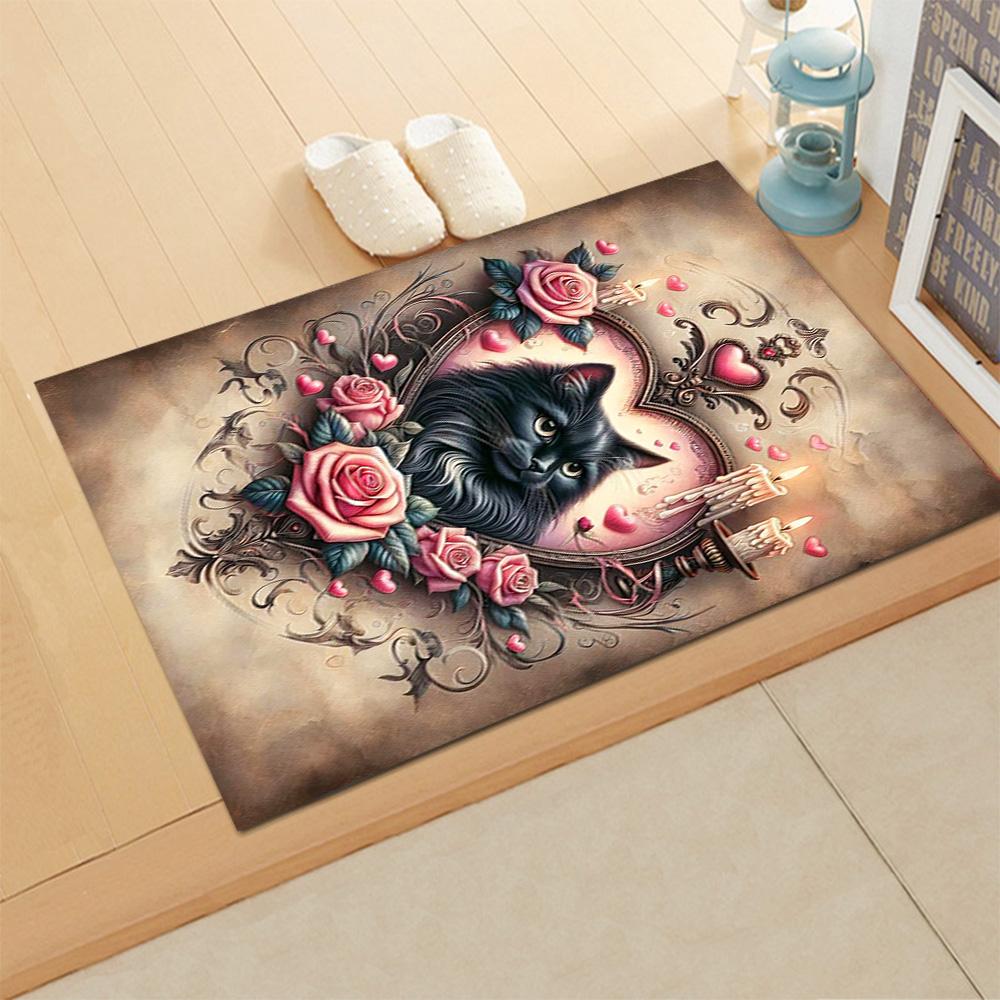 

Purple Cats In Flowers for Living Room rug, BedRoom rug, Study Room rug, Hallway Decoration, Perfect for Home Decoration or Holiday Gifts 40cmx60cm