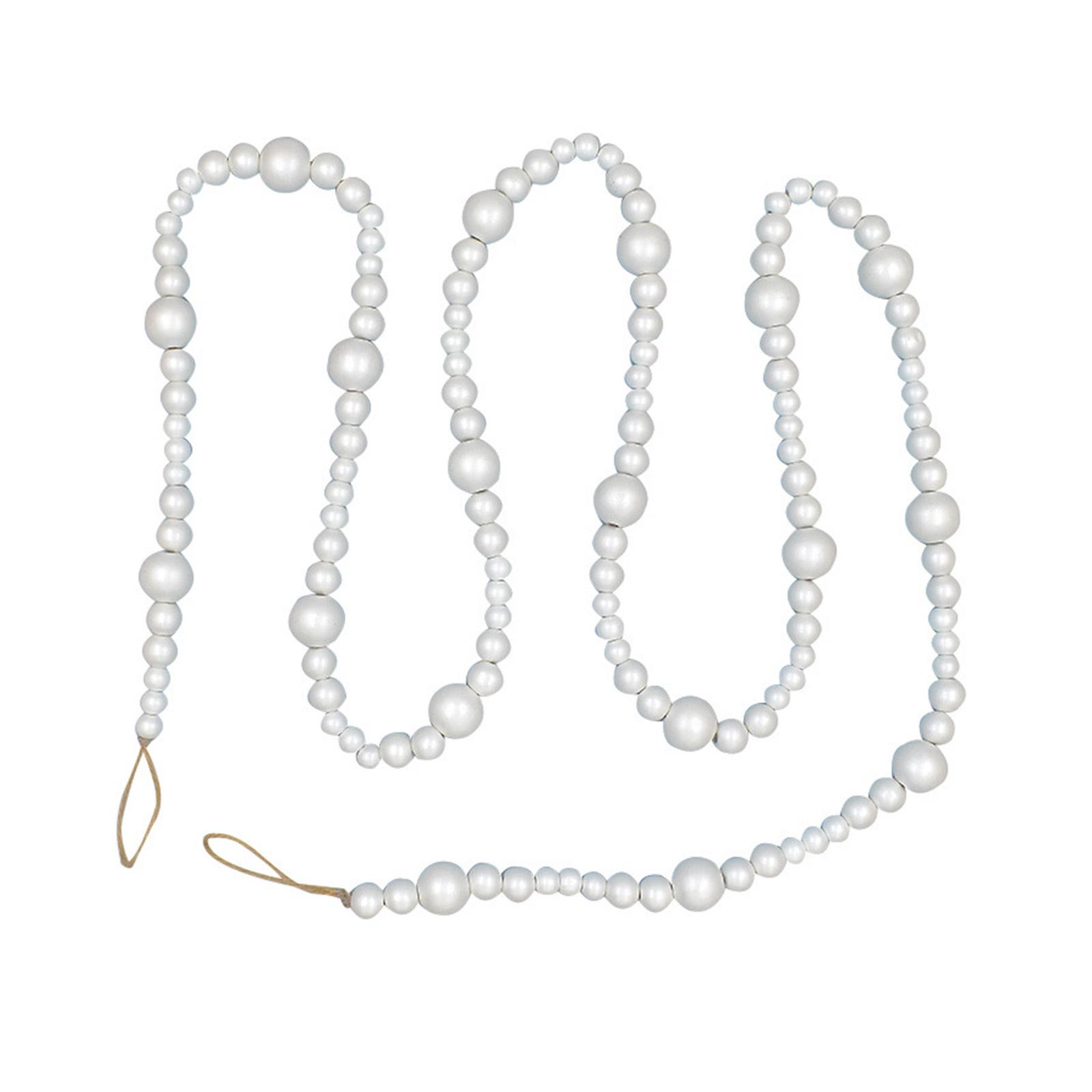 Christmas Wood Bead Chain 7ft Handmade Natural Decoration Pearls Colored Wood Beads Chain for Living Space 1