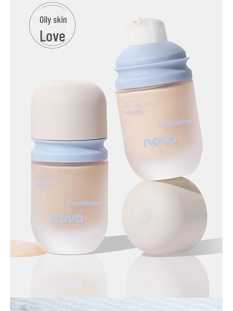 NOVO Soft Mist Long-Lasting Foundation & Concealer - Oil Control, Waterproof, Sweatproof, No Caking or Smudging, for Dry & Oily Skin.