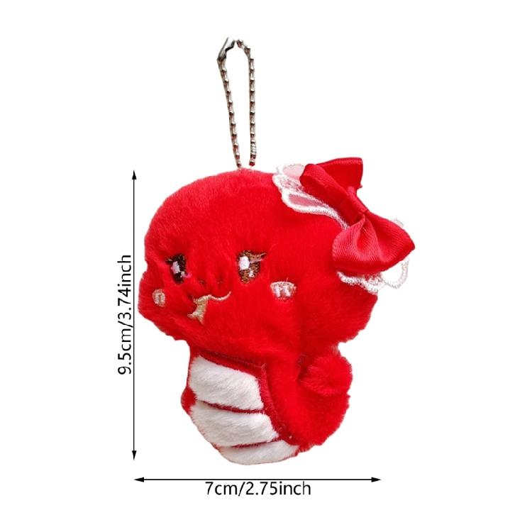 Multipurpose Colorful Plush Snake Keychain Squeaky Toy Portable Accessory for Kids Teens and Adults Who Love Animals