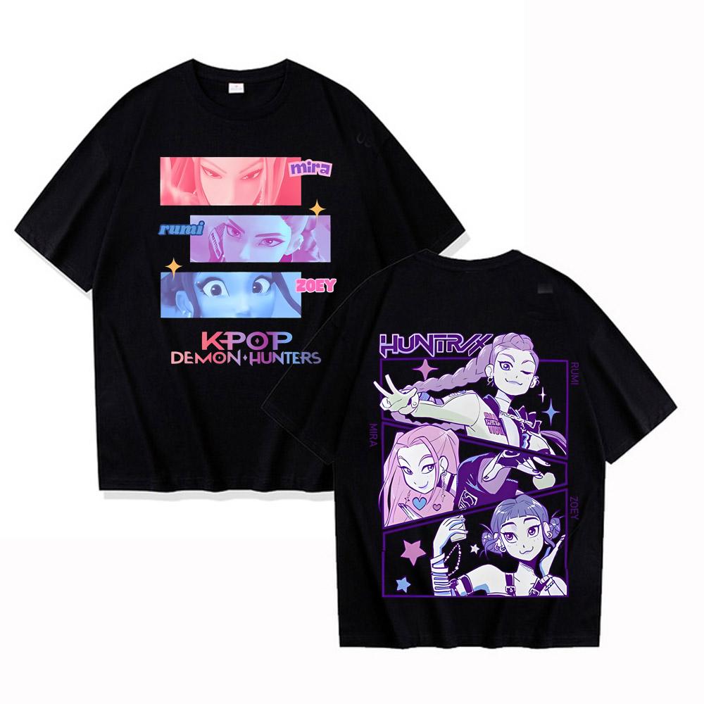 Anime KPop Demon Hunters T-shirt Harajuku O-neck Casual Shirt Gift High Quality Cotton T-shirts