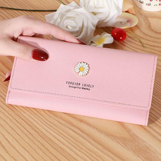 Women's Long Zipper Wallets Simple Daisy Versatile Mobile Phone Bag Solid Color Large Capacity Casual Purse