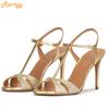2025 Summer New Women Sandals T Tied Slingback Open Toe High Heels Front Rear Strap Casual Sandals Solid Color Plus Size