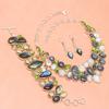 Rainbow Moonstone  Shiney Labrodorite Handicraft Jewelry Necklace Set 16-18''