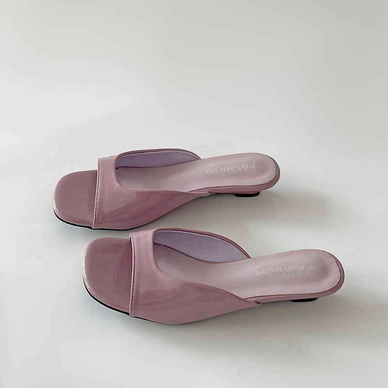 

Летние танкетки на низком каблуке, женские шлепанцы, модные шлепанцы с открытым носком для вечеринок, женские уличные сандалии-слайды 35 фиолетовый