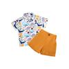 Kids Dinosaur Shirt Set Summer Boys Casual Short-sleeved Shorts Solid Color Set