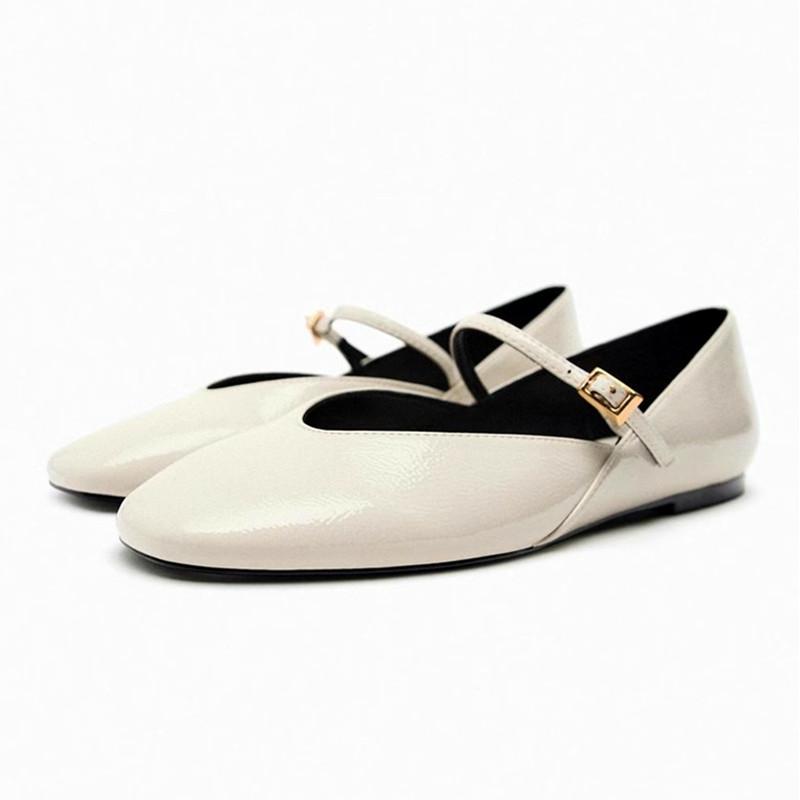 Fashion Fashion Soft Patent Leather Mary Jane Shoes Women Comfort One Strap Buckle Ballet Flats Light Anti Slip Casual Shoes for Women
