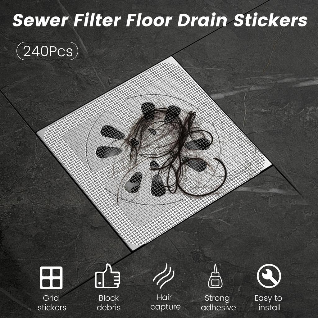 50/240Pcs Hair Drain Stickers Self Adhesive Shower Drain Protector 10x10cm Sink Drain Strainer Hair Stopper Shower Drain Cover