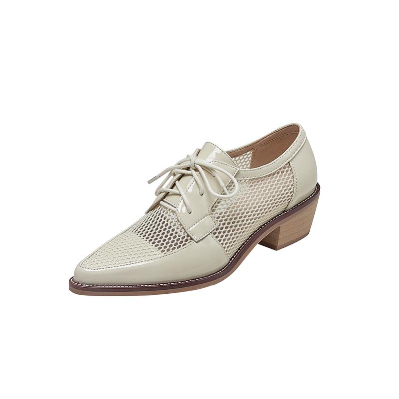 

Fashion 2024 Women s New Spring/Summer Pointed Sexy Black Mesh Genuine Leather High Heel Large Strap Blake Breathable Single Shoes 220 бежевый