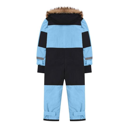 Kids One Piece Ski Suit Waterproof Windproof Snowsuit Tear-Resistant Warm Coral Fleece Lining Winter Outdoor Overalls for Boys Girls Snowboarding
