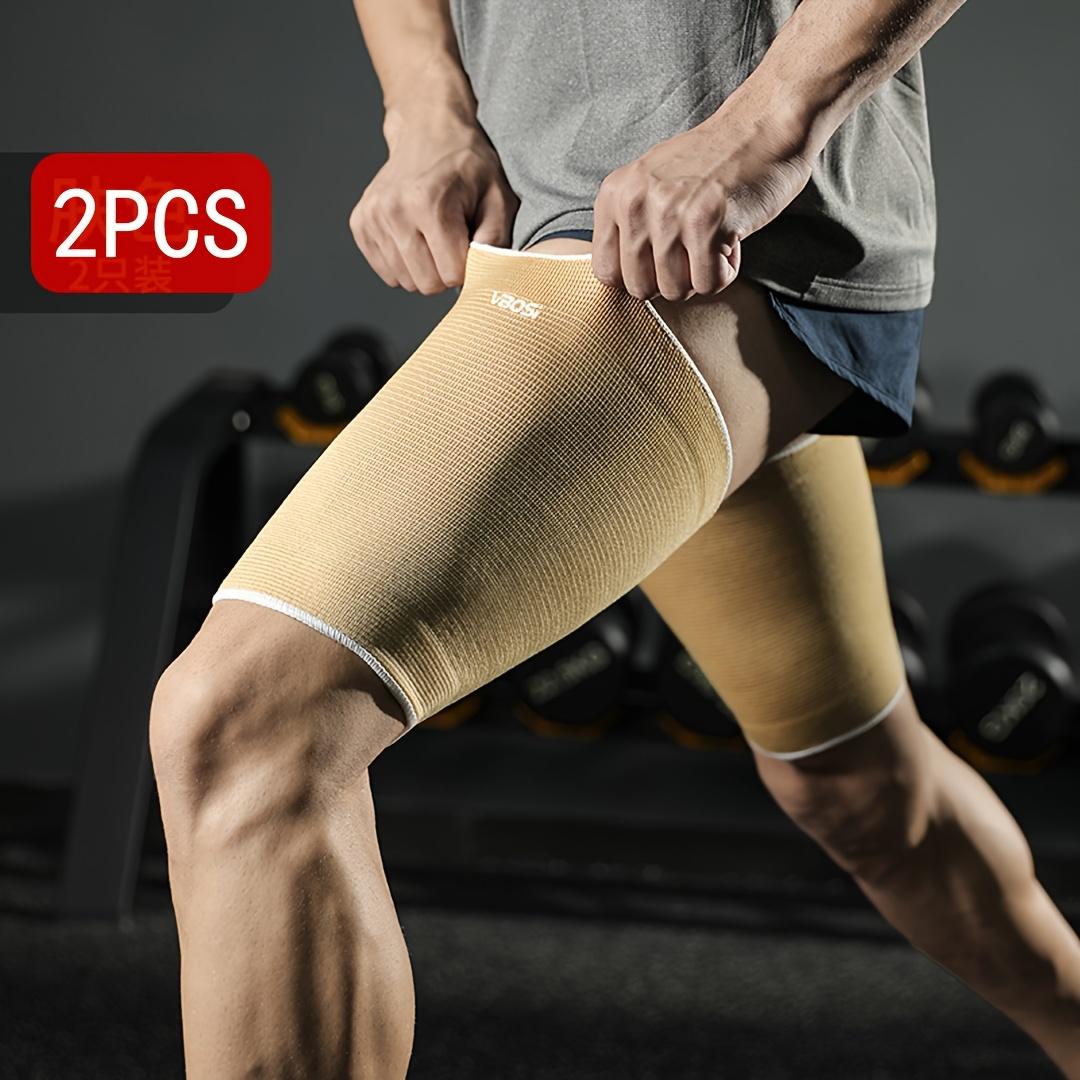 2PC thigh Compression Sleeve for Women Men, outdoor sports compression thigh brace for runners бежевый