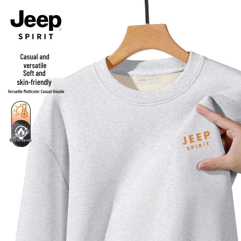 JEEP SPIRIT Men's Fleece-Lined Crew Neck Long Sleeve Sweatshirt