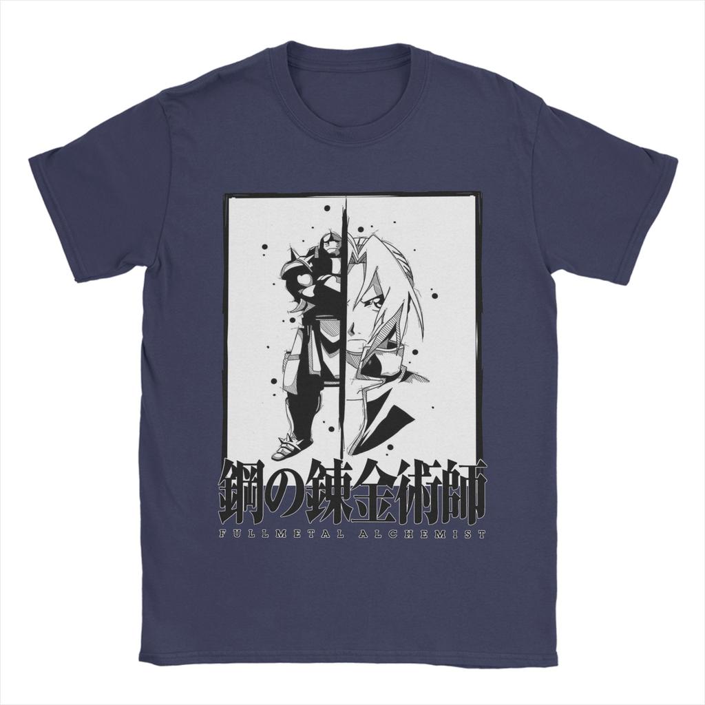 Fullmetal Alchemist Red Logo T Shirts for Unisex Pure Cotton Awesome TShirt Round Neck Tees Short Sleeve Clothes Graphic