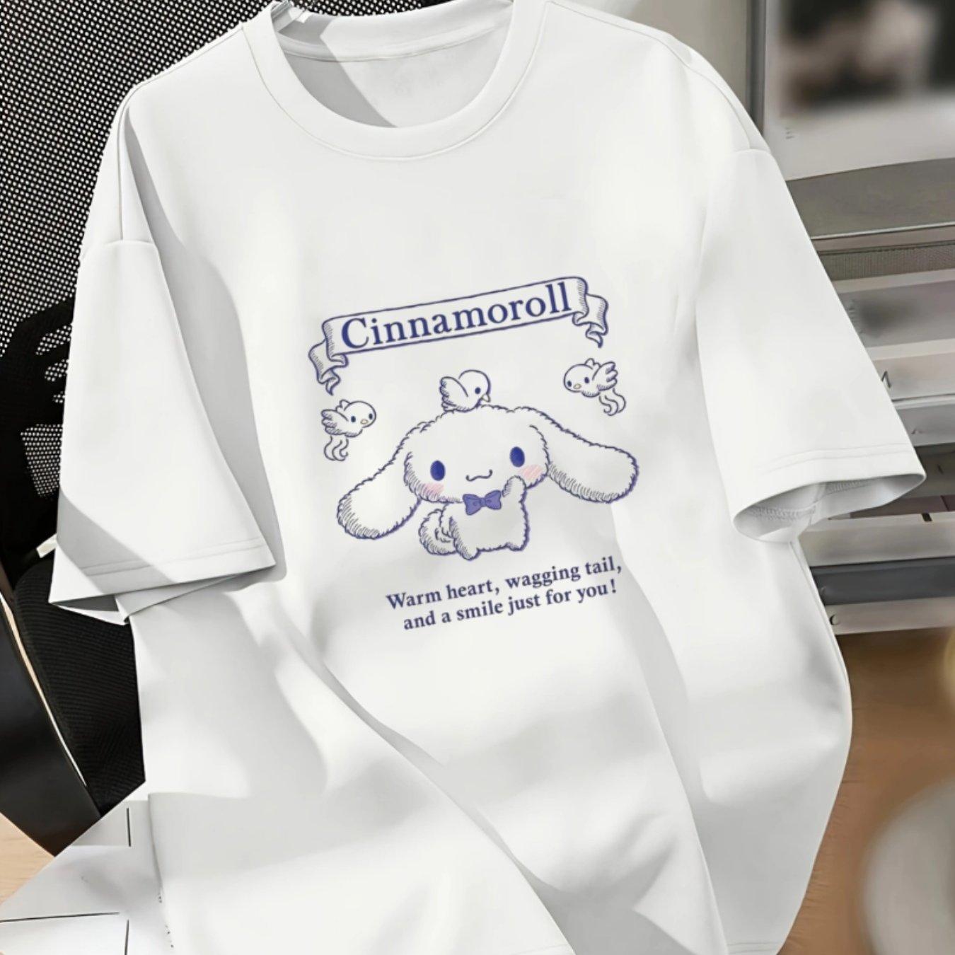 

2025 New Cinnamoroll Creative Printed Summer Unisexs Plus Size Tshirt Cotton Y2K Loose Casual Versatile Short Sleeve Top S