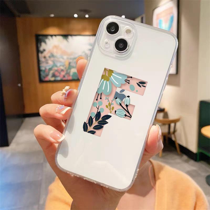 Fashion Letter Flowers Art Luxury Transparent Soft Phone Case For iPhone 15 14 13 12 11 Pro Max XS X XR 7 8 Plus Cover Fundas