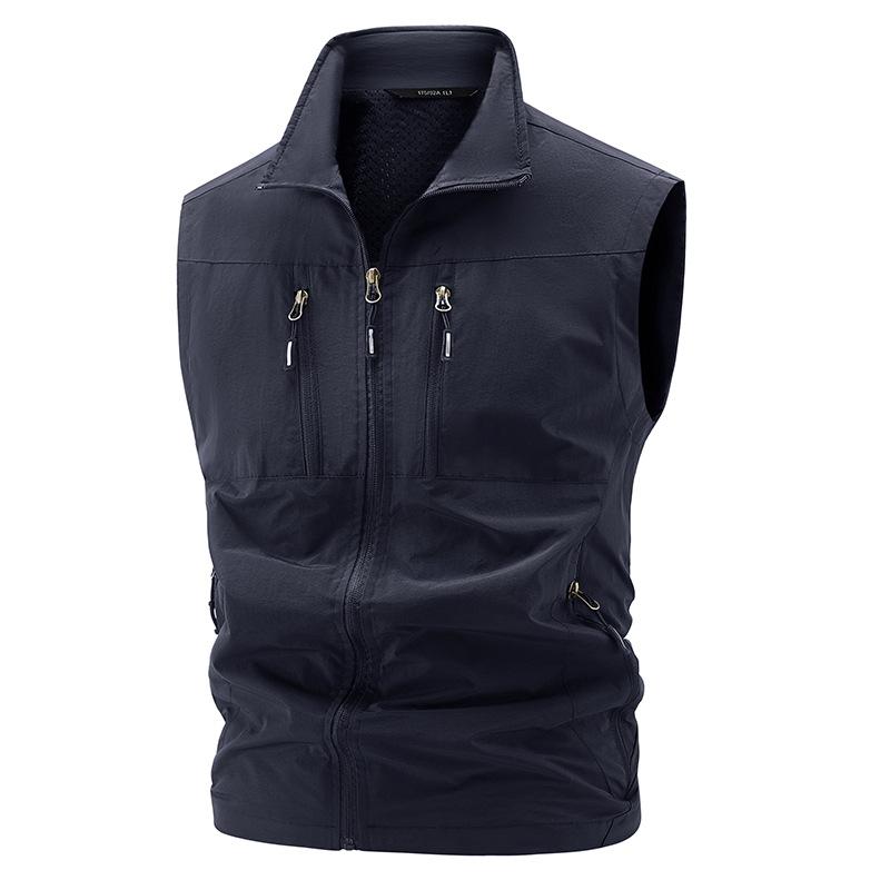 Outdoor Multifunctional Workwear, Vest, Zipper, Multi Pocket Jacket, Spring and Autumn Shoulder, Large Size Sports Vest