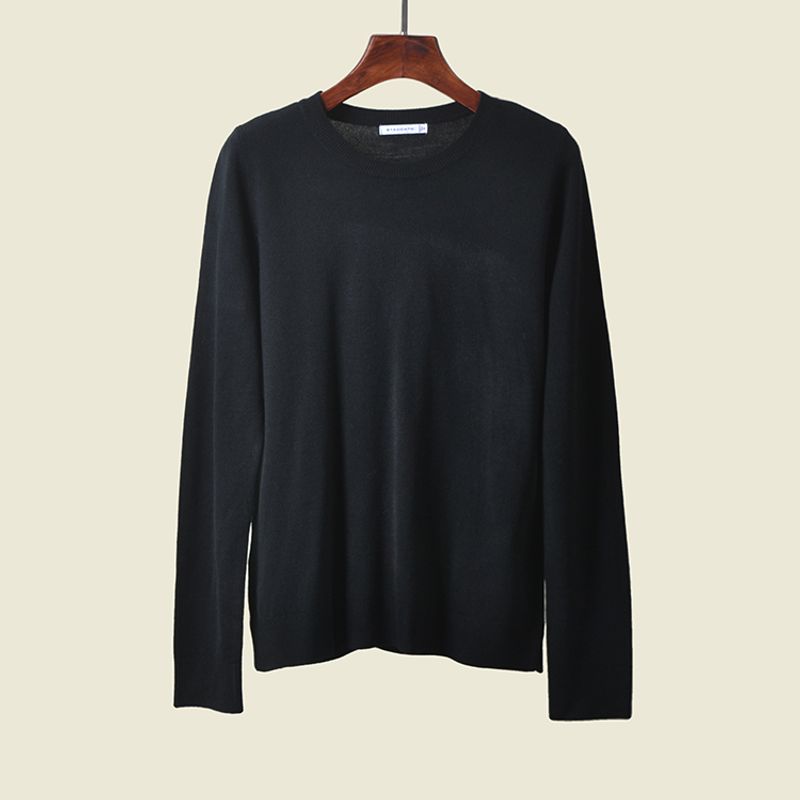 Fashion Style Minimalist Long Sleeve Round Neck Knitting Bottoming Shirt Foreign Trade Original Order Pullover Keep Warm Tops