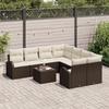 Ensemble de Canapés de Jardin 9 Pièces avec Coussins Marron Poly Rattan, Canapé de Jardin 2 Places avec Rangement 3354647