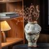 Wabi-Sabi Retro Ceramic Vase for Living Room or Tea Room – Vintage Chinese Style Flower Arrangement Ornament