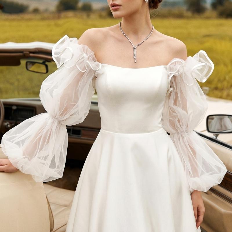 Bridal Arm Sleeves Flared Sheer Bishop Sleeve Design Perfect Pairing With Various Gowns