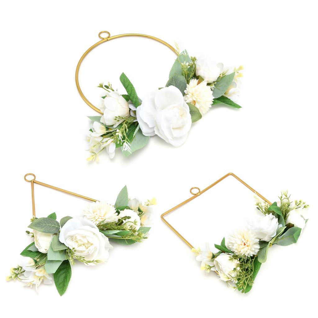 Blumenkranz Metallring Kranz Künstlicher Wandhängekranz für Hochzeit Zuhause Café
