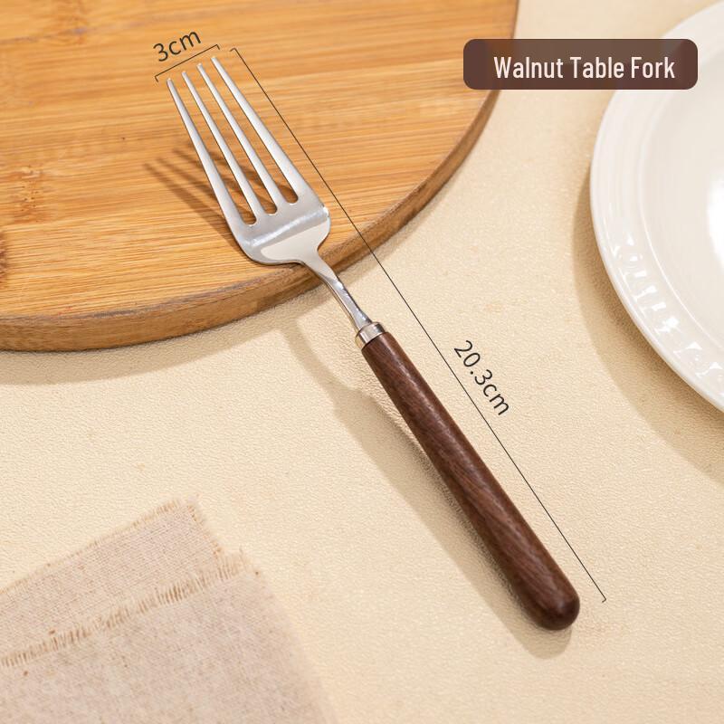 

Walnut Wood Handle Stainless Steel Dinner Forks (Set of 2)