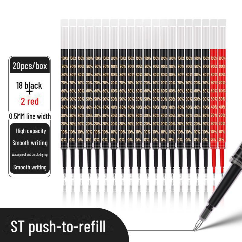 Beliebte 0,5 mm schnelltrocknende schwarze Gelstift-Mine für Schüler und Lehrer, große Kapazität
