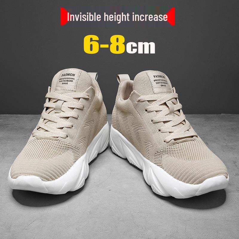 Men's 8CM Mesh Sports Shoes - Spring/Summer Casual Running Shoes with Soft Sole