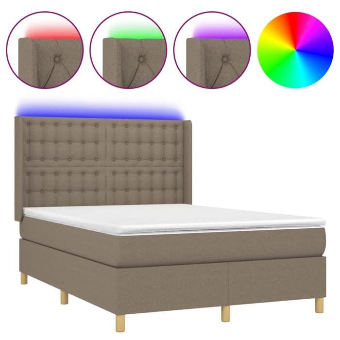 Maison Exclusive - Sommier à lattes de lit matelas et LED Taupe 140x200 cm Tissu